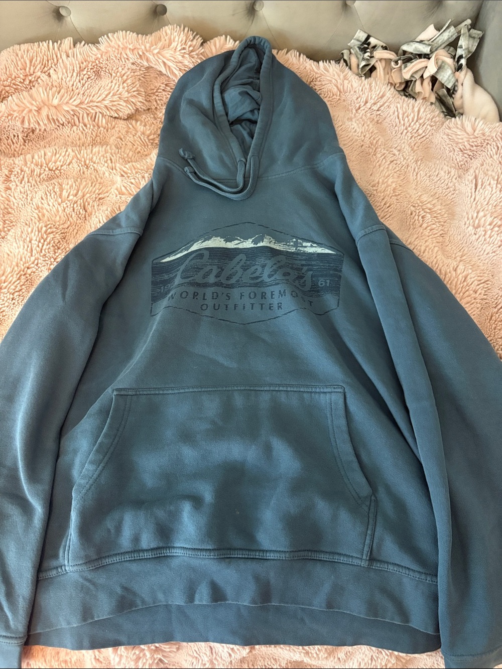 Cabela's Teal Men's Pullover Hoodie with Mountain Graphic